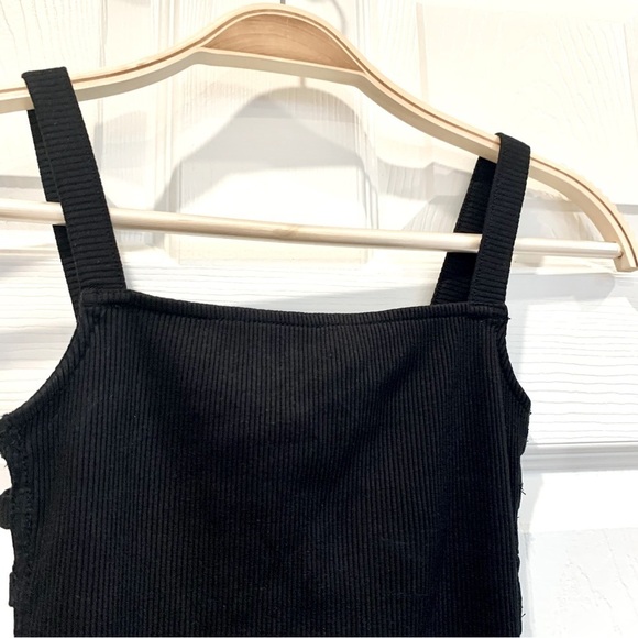 Express Black Ribbed Cage Strappy Ladder Back Bodysuit - Picture 5 of 10